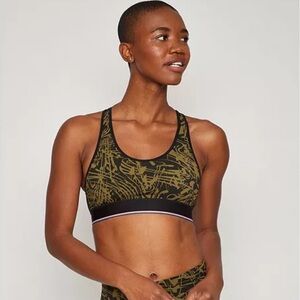 Fourlaps Circuit Sports Bra Avocado Tuxedo Topo Swirl Size Small